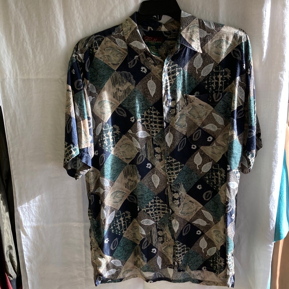 Bellini Blue and Green Casual Button Down Shirt